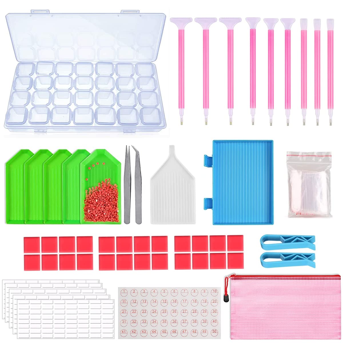 HASTHIP 14 Pcs Diamond Painting Tools Kits with Diamond Painting Trays and Pens, Beads Rhinestone Sorting Trays Kit, Diamond Art Tools, 5D Diamond Painting Accessories Kit (Without Diamonds) HASTHIP 14 Pcs Diamond Painting Tools Kits with Diamond Painting Trays and Pens, Beads Rhinestone Sorting Trays Kit, Diamond Art Tools, 5D Diamond Painting Accessories Kit (Without Diamonds)